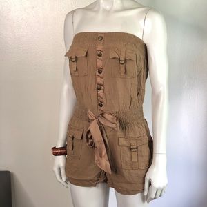 Khaki strapless romper